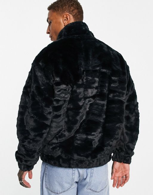ASOS DESIGN oversized faux fur hoodie in black