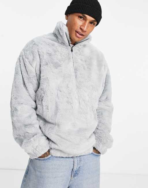 Faux fur half zip hot sale hoodie