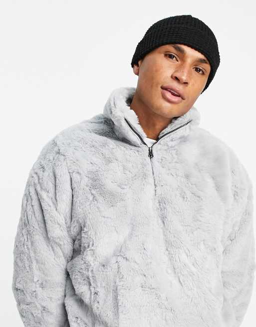 Faux fur half outlet zip hoodie