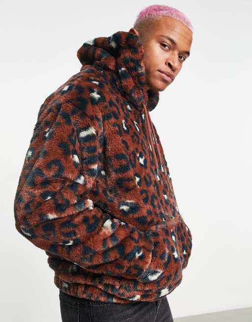 Asos design oversized discount faux fur hoodie