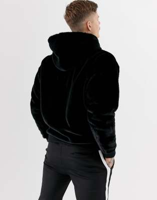 mens black fluffy hoodie