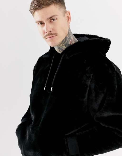 Faux fur 2025 hoodie mens