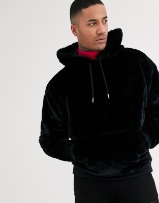 black fur hoodie