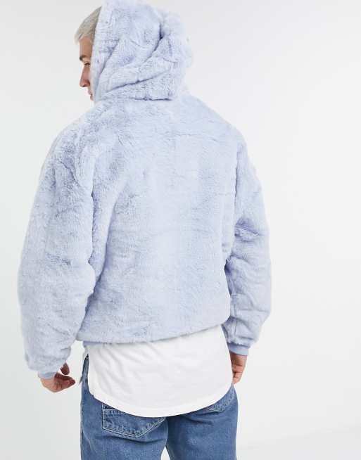 Baby blue hot sale fur hoodie