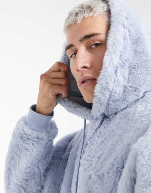 Blue hoodie with white 2024 fur