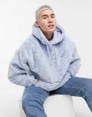 Baby blue faux deals fur hoodie