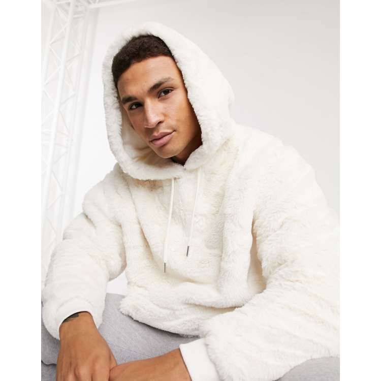 White fur outlet hoodie