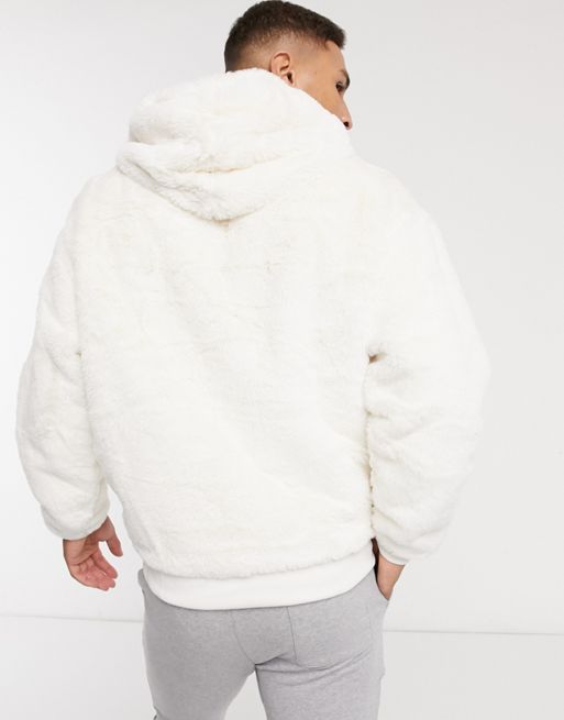 ASOS DESIGN oversized faux fur hoodie and sweatpants set in pink
