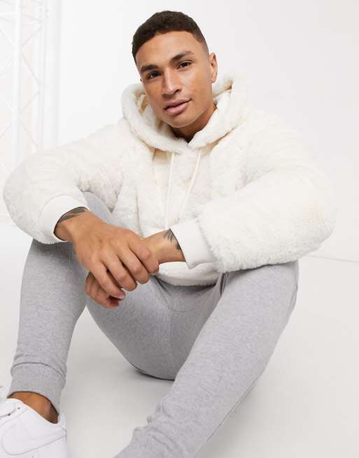 ASOS DESIGN oversized faux fur hoodie and sweatpants set in pink