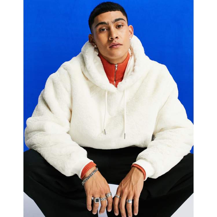 White cheap furry hoodie