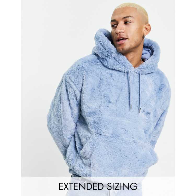 Blue hoodie with store white fur