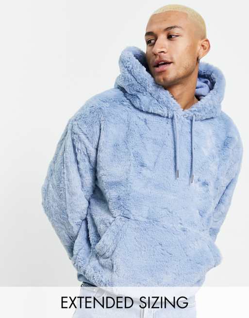 Blue hoodie with sales white fur hood