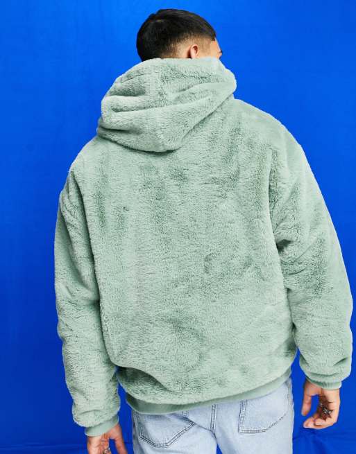 Green on sale fluffy hoodie