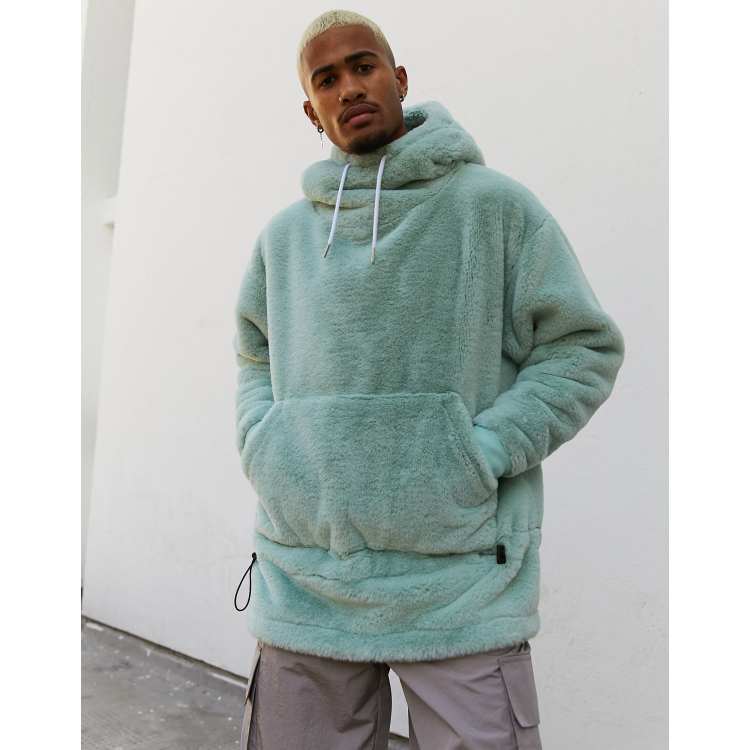 Faux fur hoodie grey hot sale