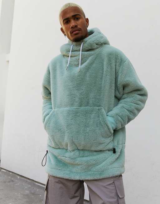 Grey faux fur outlet hoodie