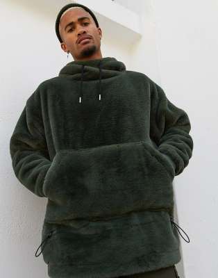 mens faux fur hoodies