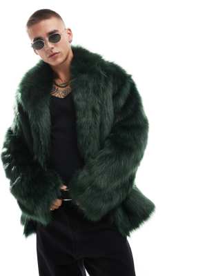 oversized faux fur jacket in green