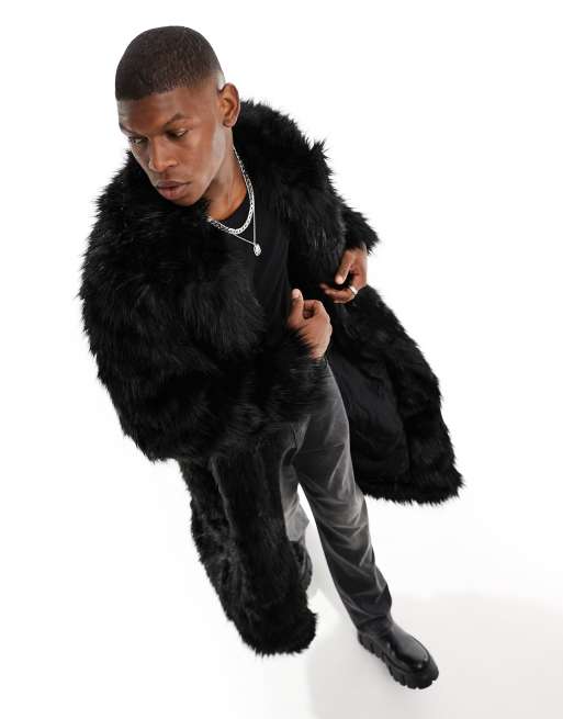 Asos black 2025 fur coat