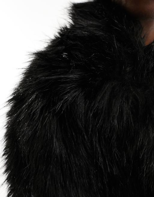 Black shaggy faux fur sales coat