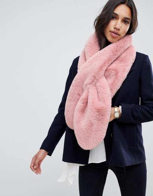 Weekday Cassie faux fur scarf in bright pink