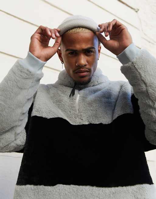 Faux fur outlet half zip hoodie