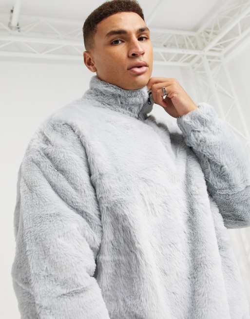 Faux fur 2025 half zip pullover