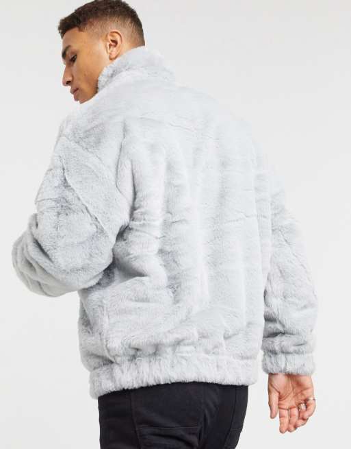 ASOS DESIGN oversized faux fur sweatshirt with high neck & half