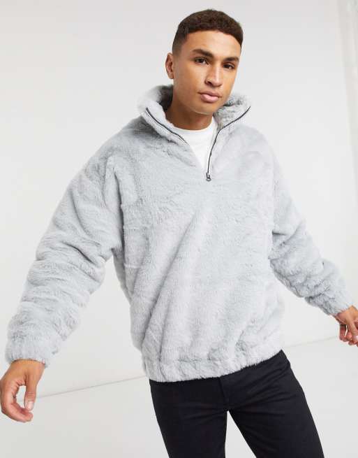 Grey fluffy quarter on sale zip