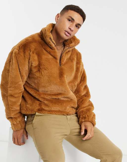 Faux fur discount half zip pullover