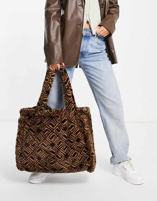 leather monogram-print tote bag, FENDI