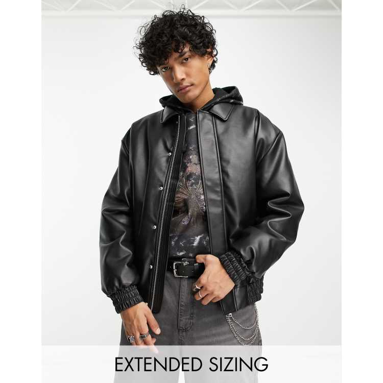 Asos Brand Faux Leather Bomber Jacket With Croc Effect, $85, Asos