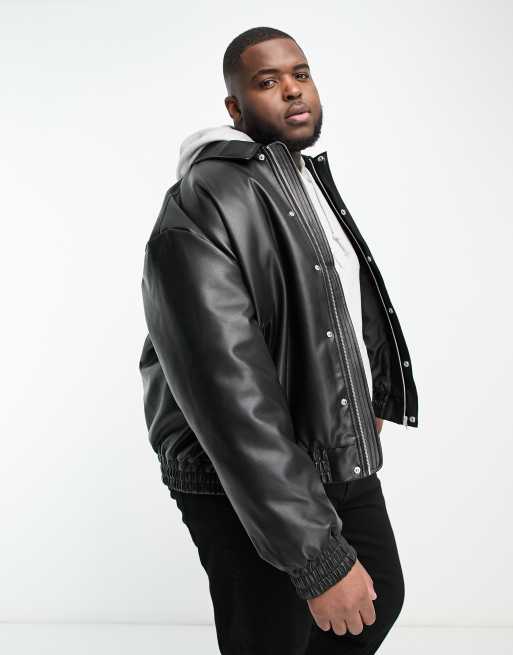 ASOS Faux-Leather Bomber Jacket in Metallic for Men