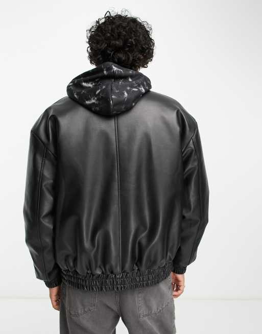 ASOS DESIGN oversized faux leather bomber jacket in black ASOS