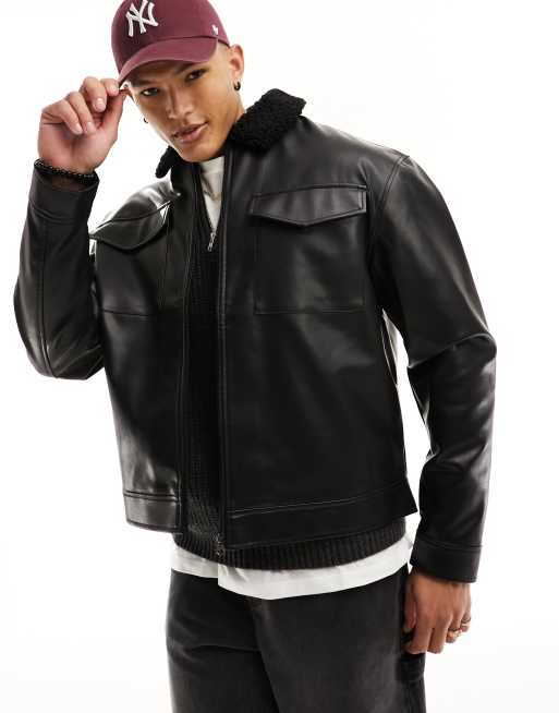 Asos design harrington on sale jacket in black