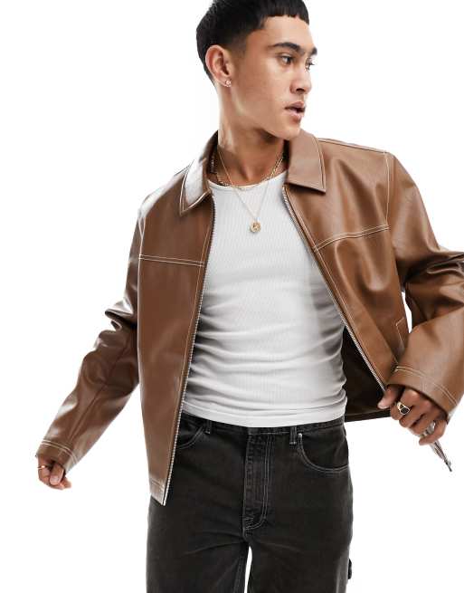 Gordania men's faux leather on sale jacket