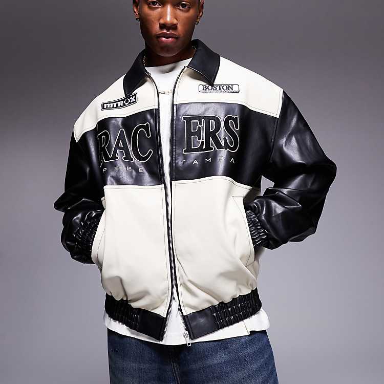 ASOS DESIGN oversized faux leather motocross jacket in ASOS DESIGN oversized faux leather motocross jacket in
