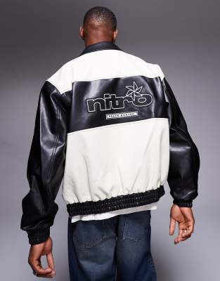 ジャケット・アウター Cross Switching Faux Leather Blouson Cross Switching Faux Leather Blouson - Black – POLEMO