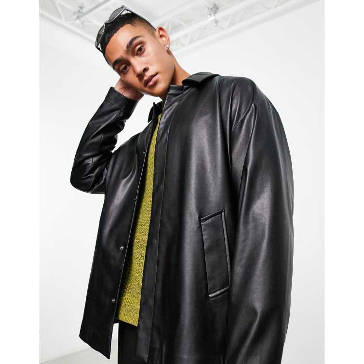 ASOS Faux-Leather Bomber Jacket in Metallic for Men