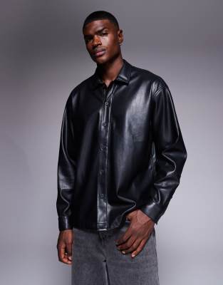 ASOS DESIGN ASOS DESIGN oversized faux leather shirt in black