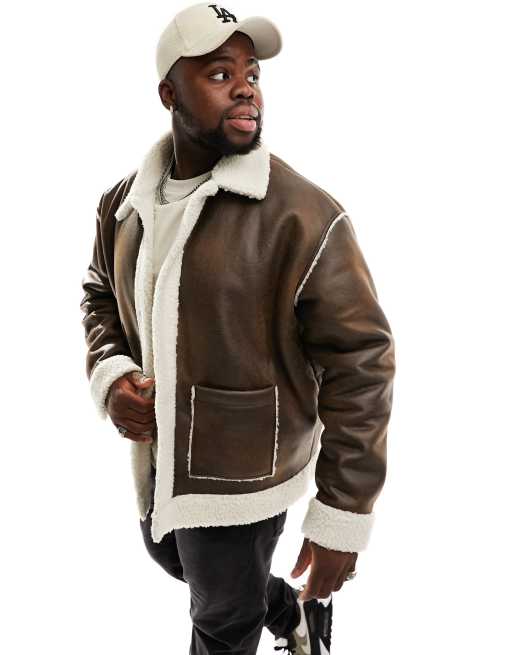 Faux shearling-lined jacket