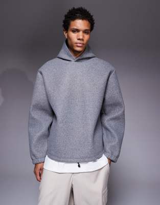 Asos Design Oversized Felt Hoodie In Gray