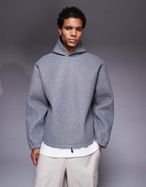 ASOS DESIGN oversized felt hoodie in gray - view 1