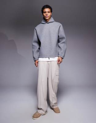 Asos Design Oversized Felt Hoodie In Gray
