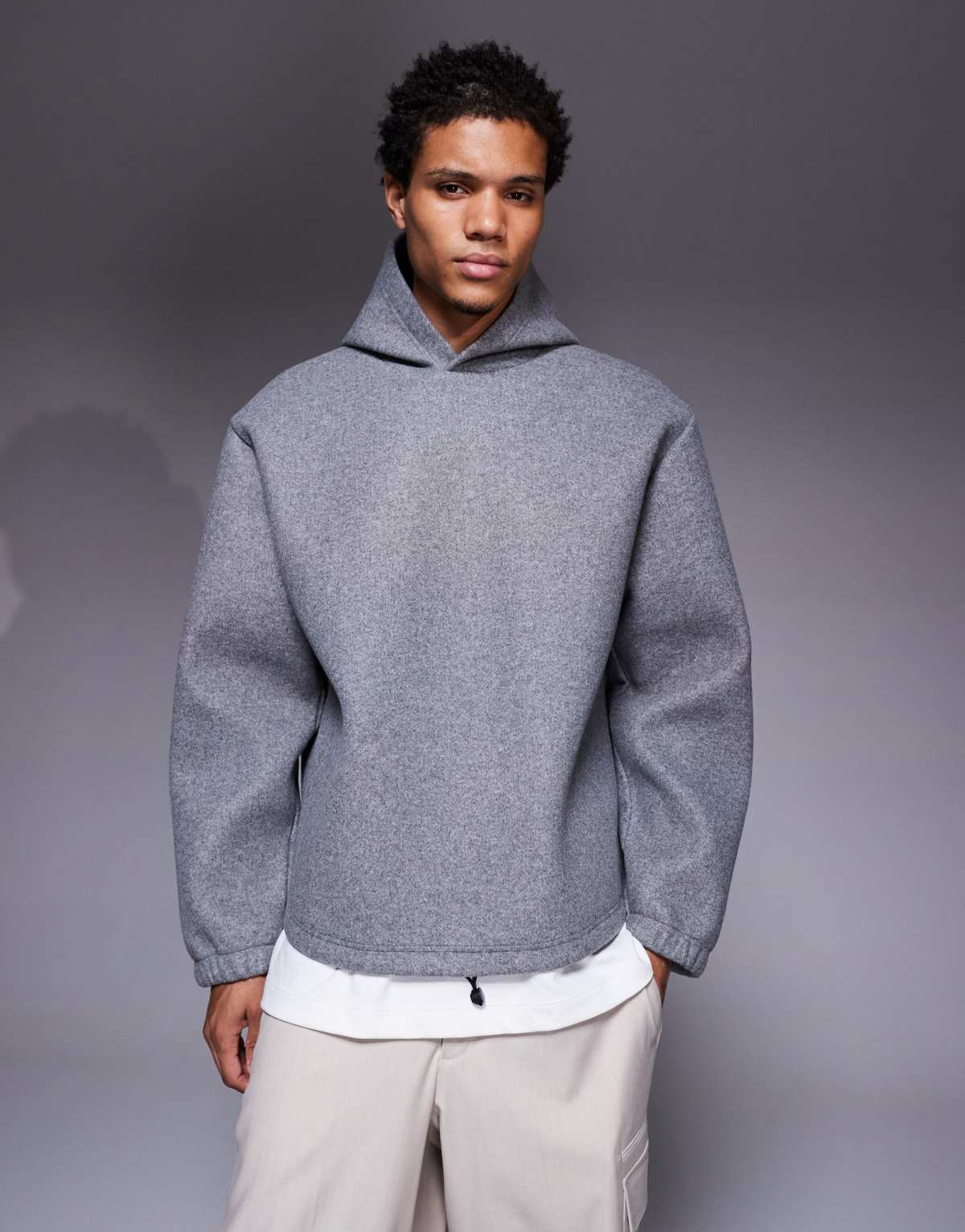 ASOS DESIGN oversized felt hoodie in grey