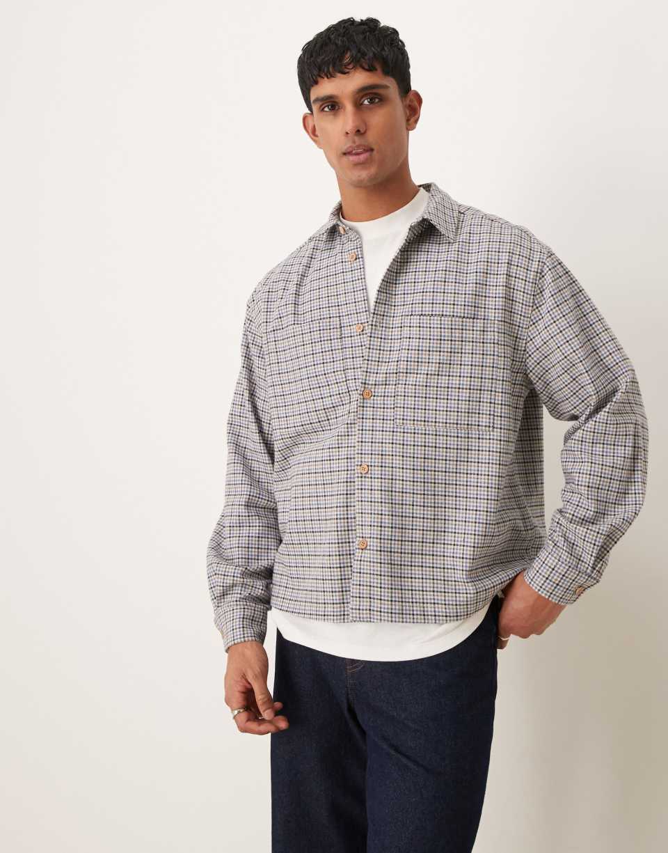 Oversized Houndstooth Flannel Shirt