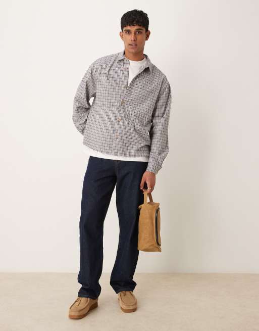 ASOS DESIGN - Oversized firkantet flonelsskjorte med hanefjedsmønster 