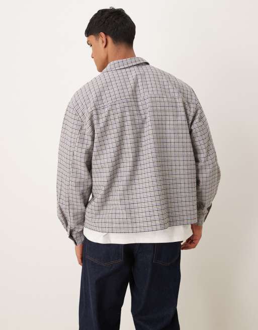 ASOS DESIGN - Oversized firkantet flonelsskjorte med hanefjedsmønster 