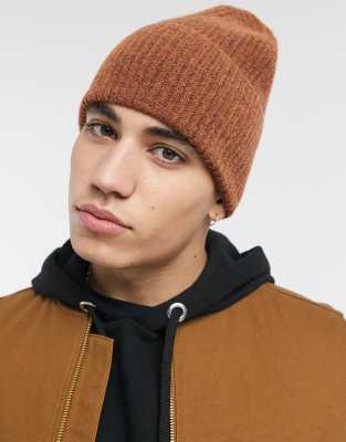 ASOS DESIGN oversized fisherman beanie in brown | ASOS