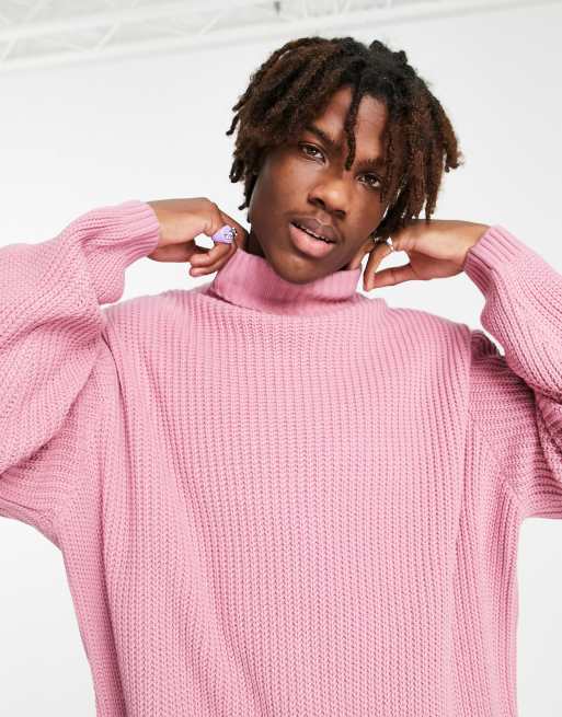 Pink oversized roll hot sale neck jumper