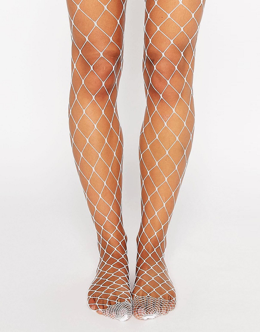 ASOS DESIGN oversized fishnet tights in white